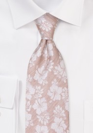 Linen Silk Floral Tie in Extra Length