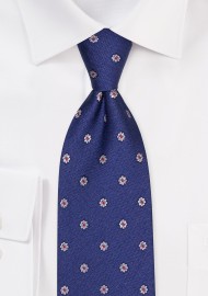Blue Floral Tie for Big and Tall Men