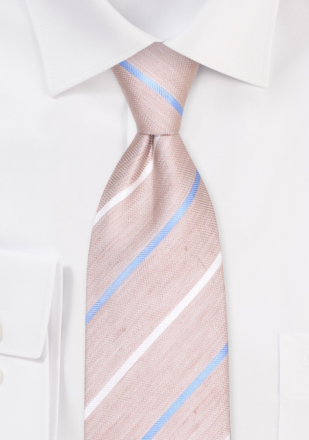 Wheat Linen Silk Tie in XL with Stripes