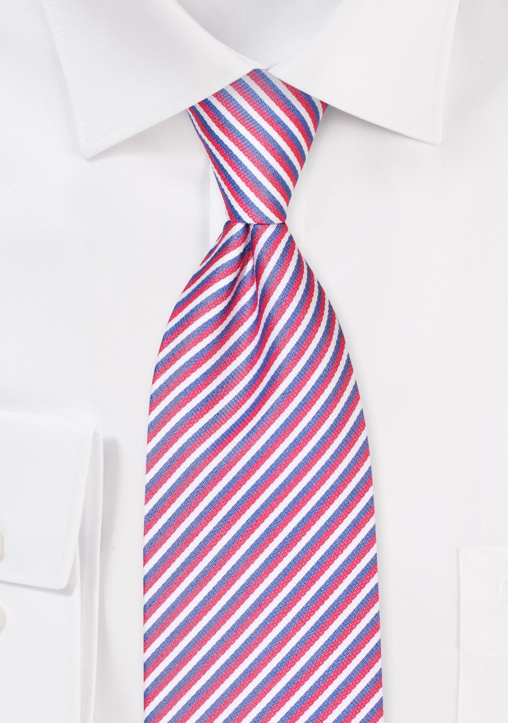 Thin Stripe XL Tie in Red, White, Blue