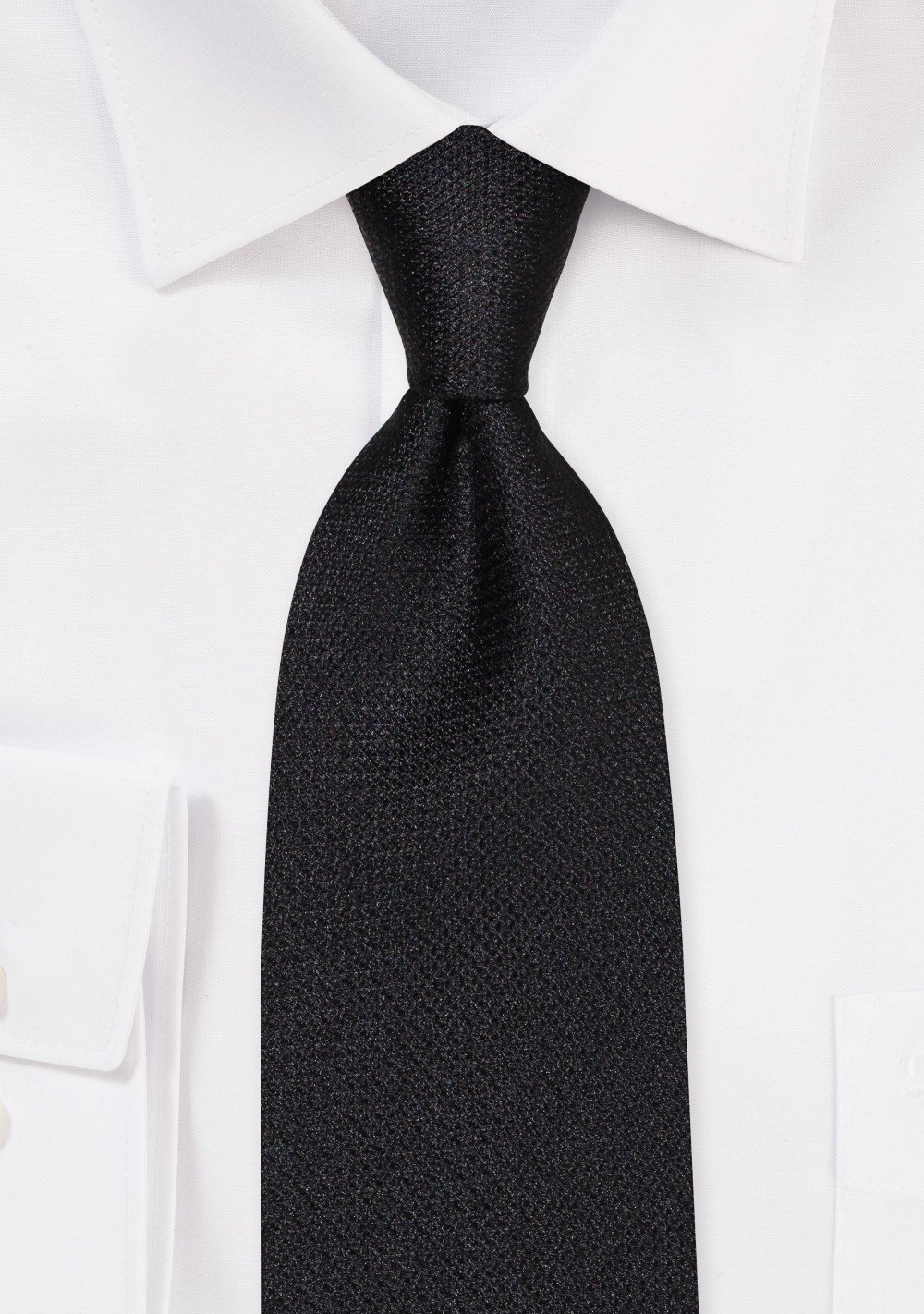 Matte Woven Solid Black Silk Tie