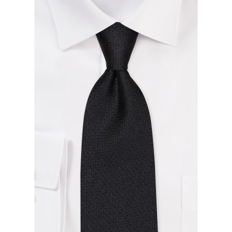 Matte Black Silk Tie in XL