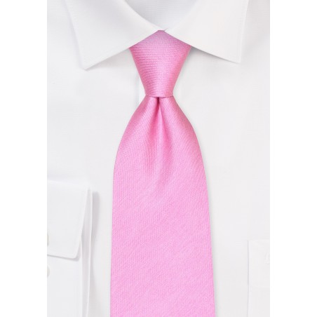 Solid Pink Kids Tie in Raw Silk Fabric