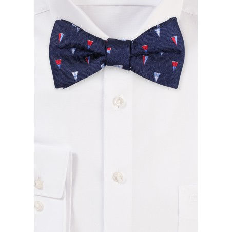 Navy Bow Tie with Sailing Burgees