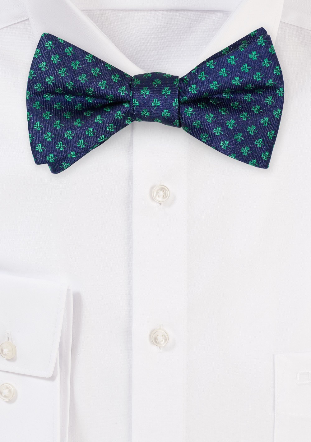 Navy Bow tie with Embroidered Shamrocks