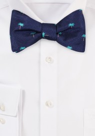 Navy Bow Tie with Tiny Palm Trees