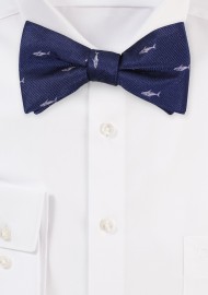 Navy Bow Tie with Small Sharks