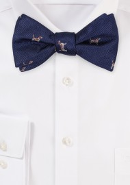 Navy Bow Tie with Tiny Dogs
