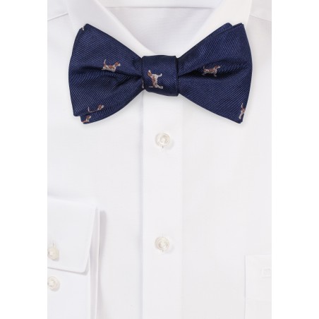 Navy Bow Tie with Tiny Dogs