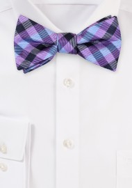 Gingham Bow Tie in Lilac, Blue, Black
