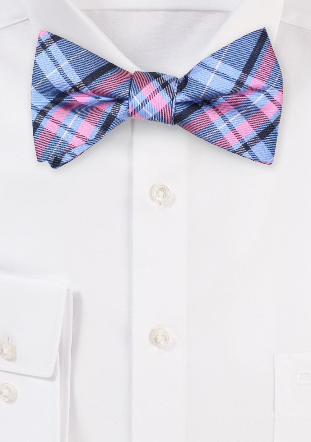 Tartan Check Bow Tie in Blue and Pink
