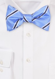Striped Bow Tie in Light Blue, Tan, Black