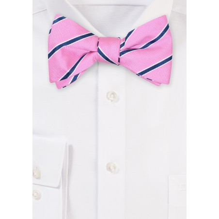Repp Stripe Bow Tie in Pink and Navy