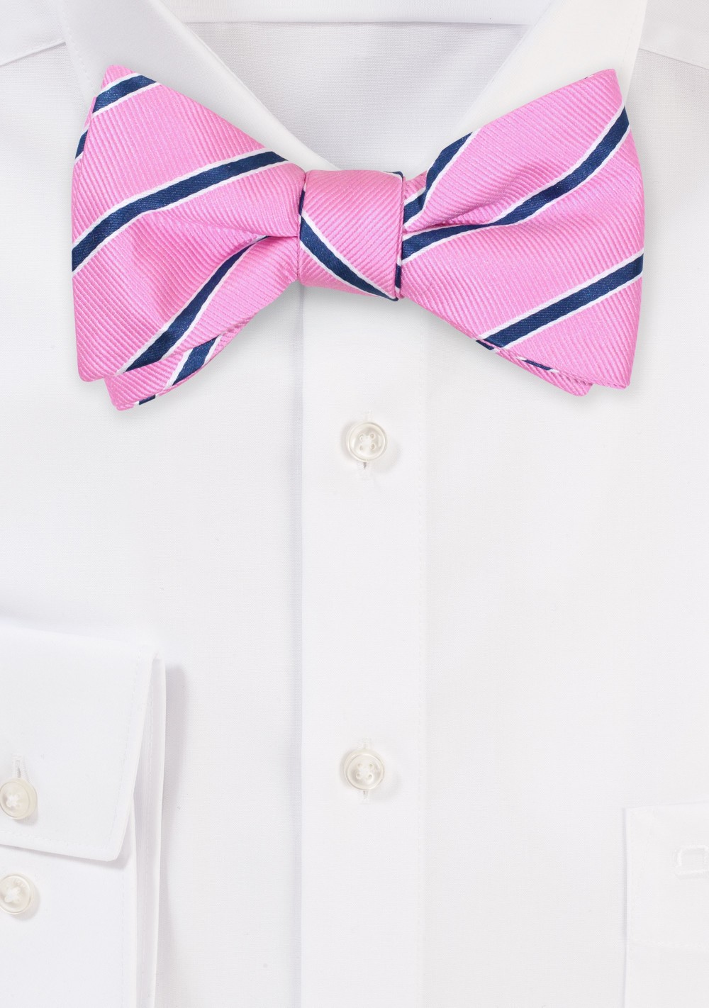 Repp Stripe Bow Tie in Pink and Navy