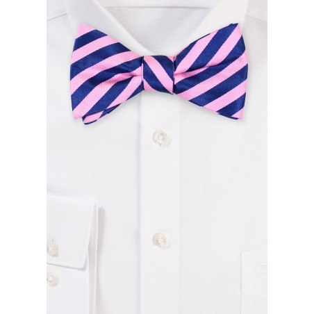 Satin Bowtie in Pink and Blue Stripe