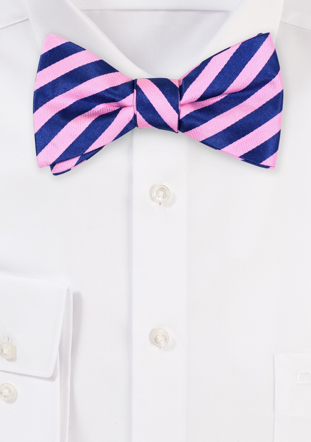 Satin Bowtie in Pink and Blue Stripe
