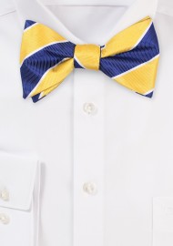Navy and Golden Yellow Striped Bowtie
