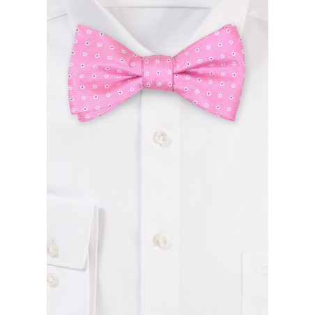 Pink Bow Tie with Small Embroidered Florals