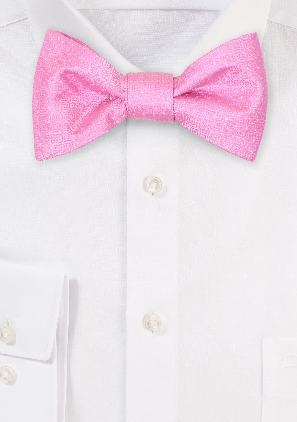 Pink Bow Tie with Solid Checkered Weave