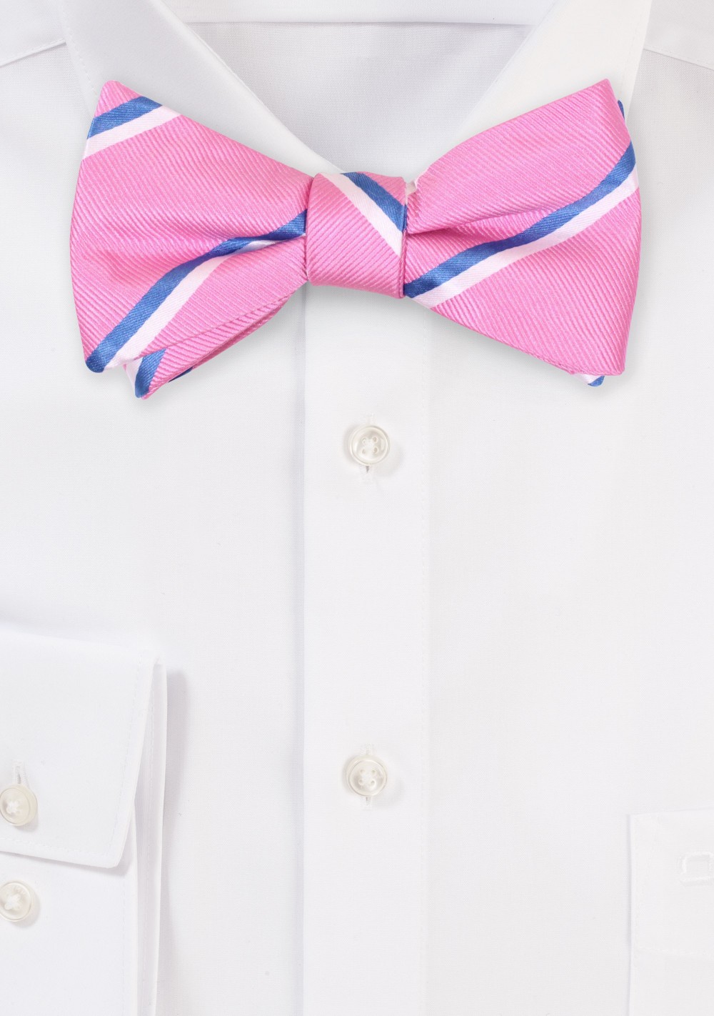 Pink, Blue, White Striped Bow Tie