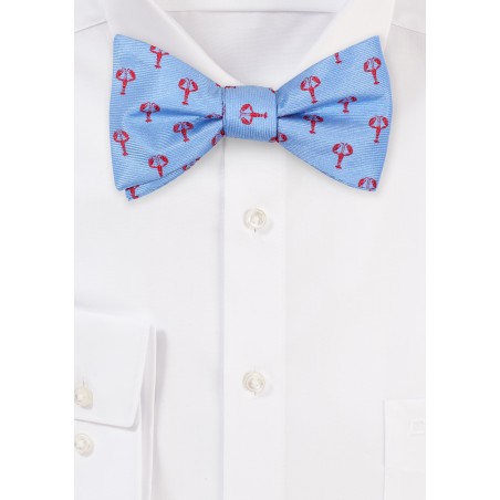 Blue Bow Tie with Tiny Lobsters