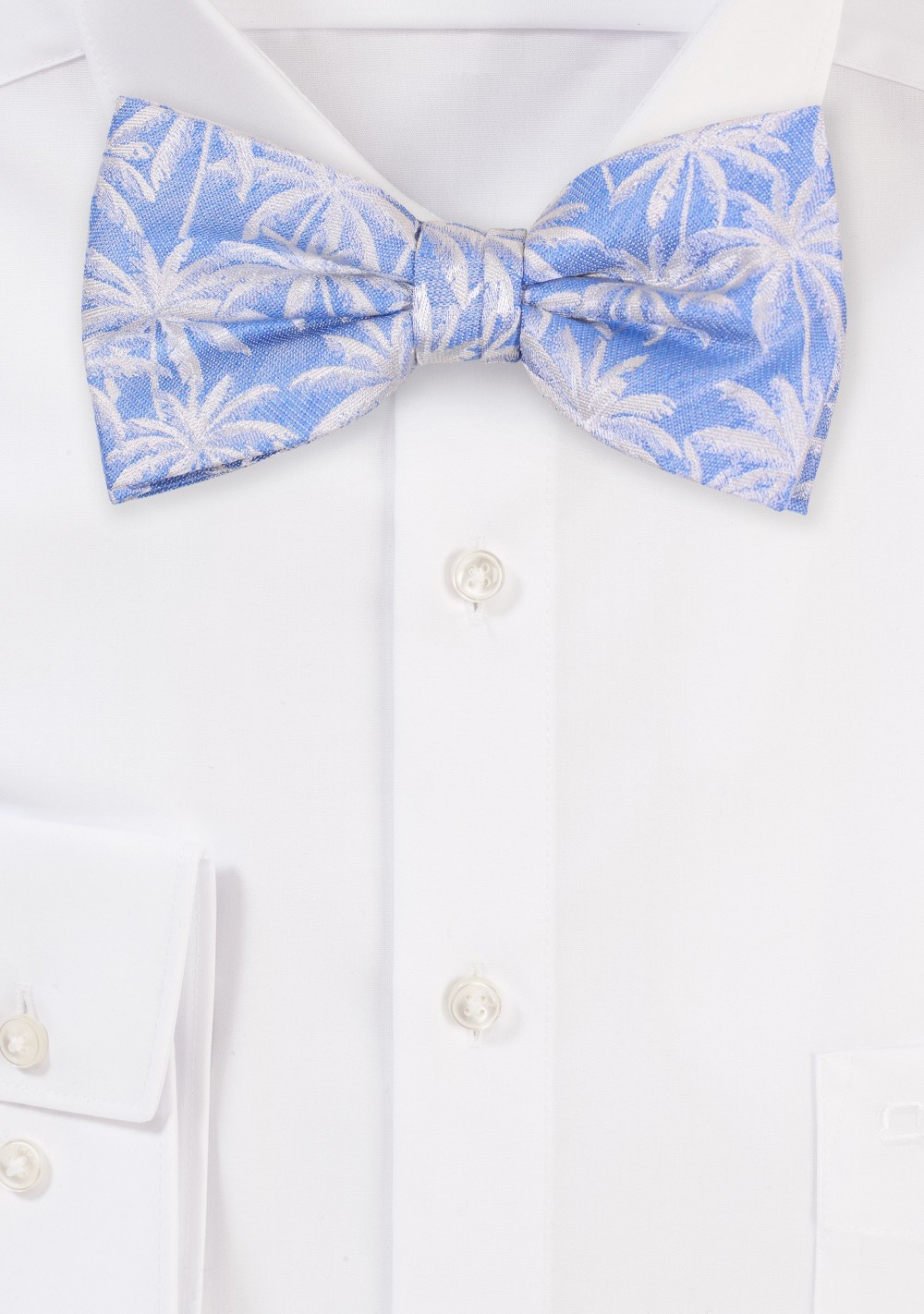 Light Blue Bow Tie with Palm Tree Pattern