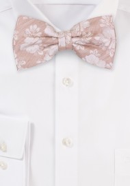 Wheat Color Bow Tie with Hibiscus Flowers