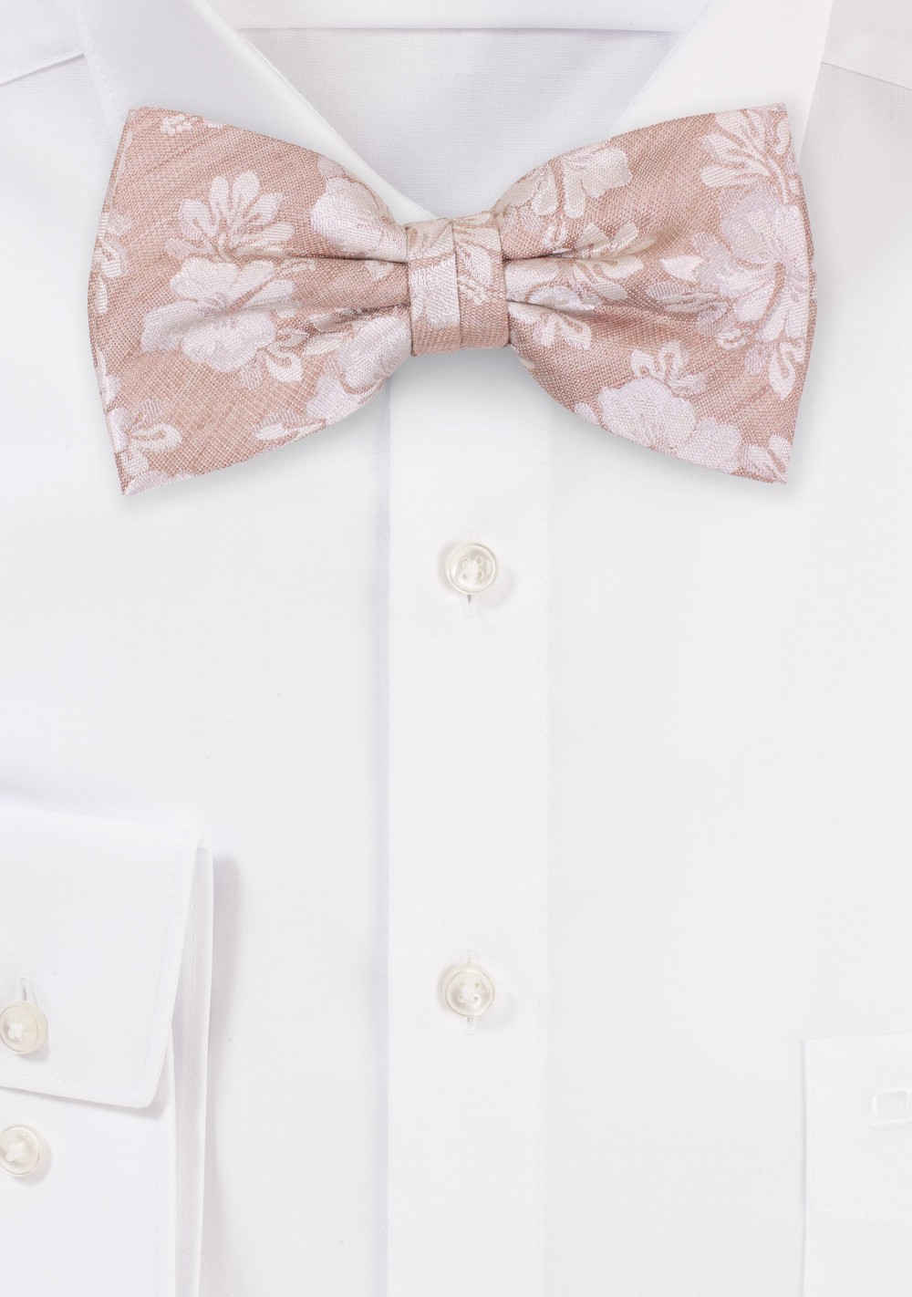 Wheat Color Bow Tie with Hibiscus Flowers