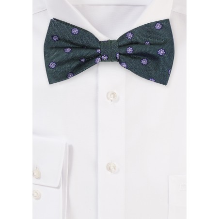 Pine Green Floral Bow tie