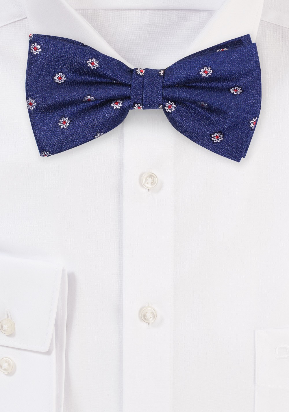 Blue Textured Floral Bow tie