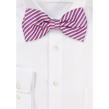Striped Bowtie in Red, White Blue