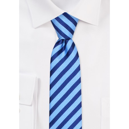 Blue Striped Skinny Tie