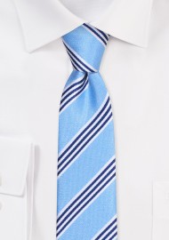 Pale Blue Striped Skinny Tie