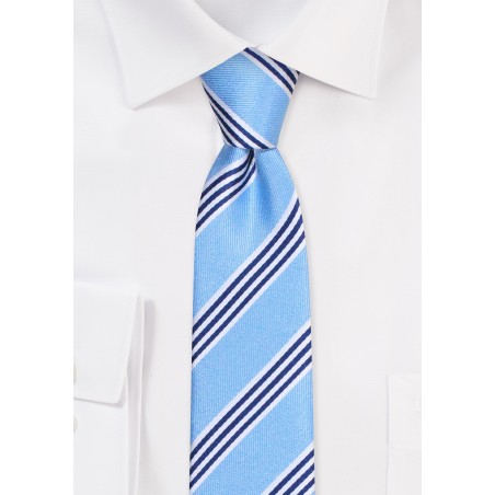 Pale Blue Striped Skinny Tie