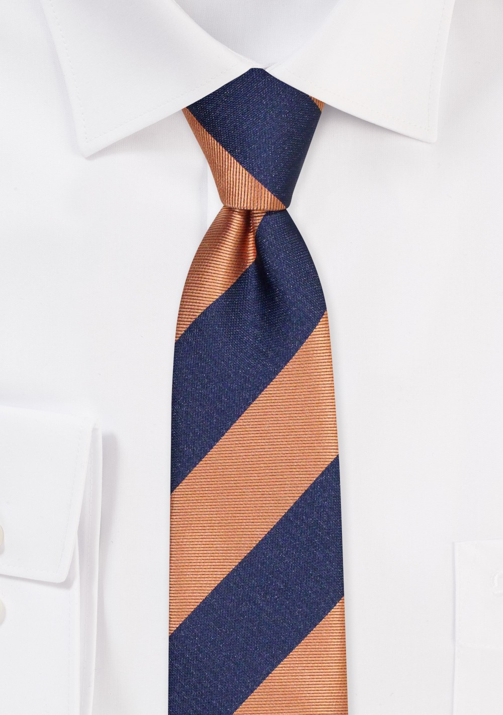 Golden Orange and Navy Striped Skinny Tie