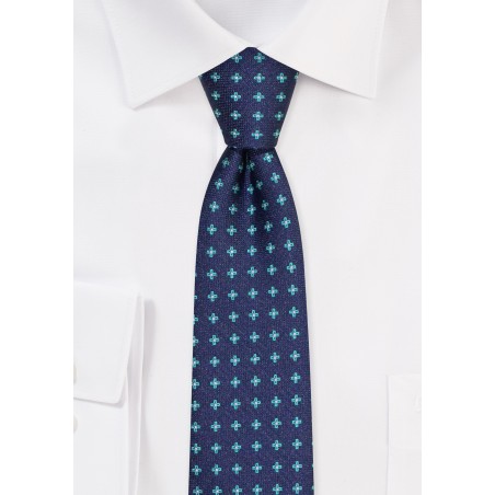 Floral Skinny Tie in Blue and Green