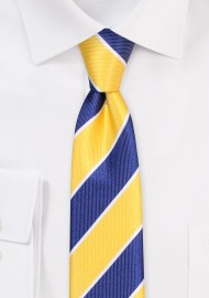 Golden Yellow with Navy Stripe Skinny Tie