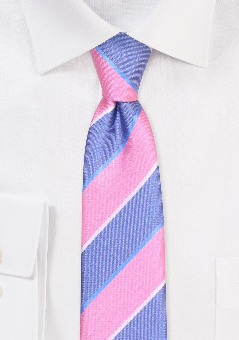 Navy and Pink Tie in Skinny Width