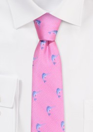 Pink Skinny Tie with Sailfish