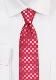 Cherry Skinny Tie with Checks