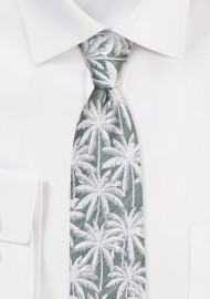 Green Skinny Tie with Palm Trees