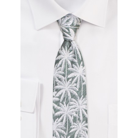 Green Skinny Tie with Palm Trees