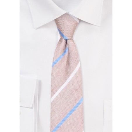 Wheat Color Striped Skinny Tie