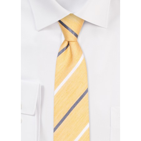 Summer Yellow Striped Skinny Tie