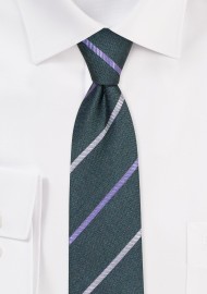 Dark Green Stripe Skinny Tie
