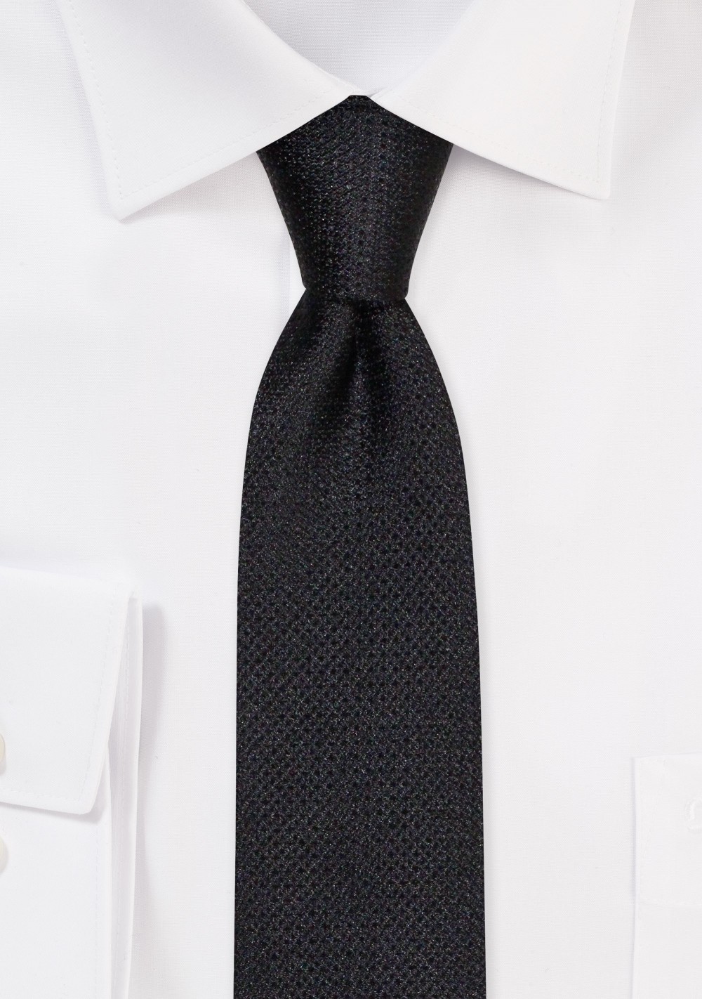 Matte Skinny Silk Tie in Solid Black