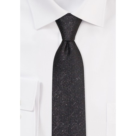 Black Skinny Tie with Silver Sparkle