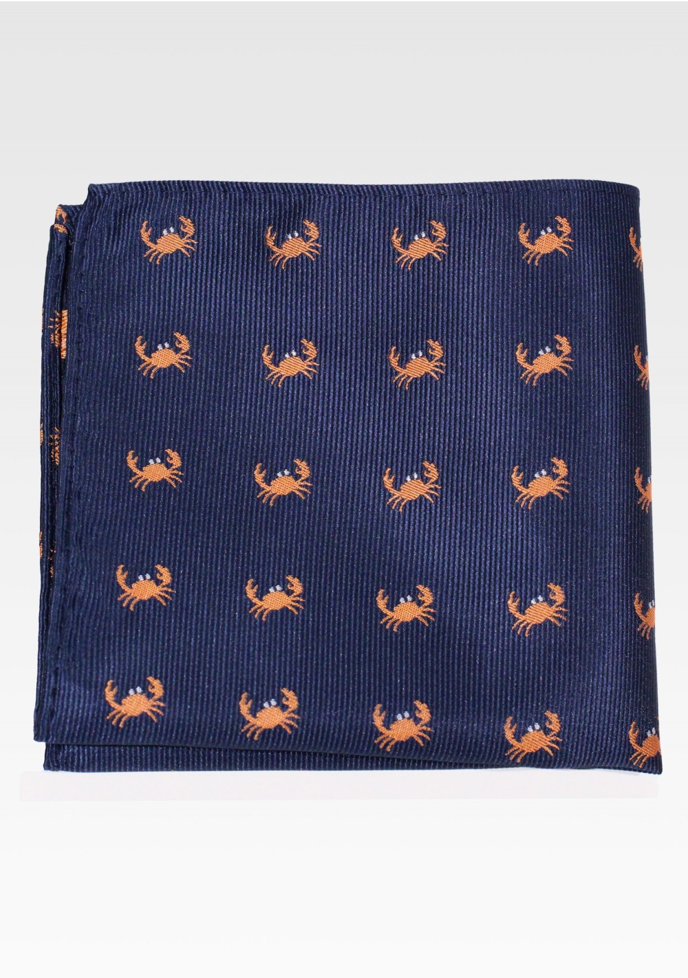 Navy Pocket Square with Crabs