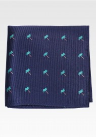 Navy Pocket Square with Palm Trees