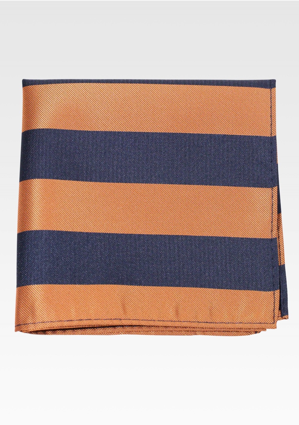 Navy and Rose Gold Striped Pocket Square